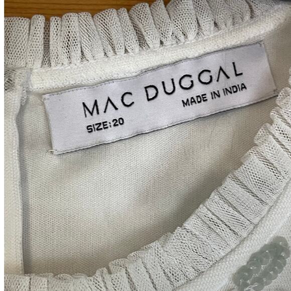 Mac Duggal Size 20 NEW 9137 Ivory Embroidered High Neck Sleeveless Ruffled Gown - Picture 7 of 11